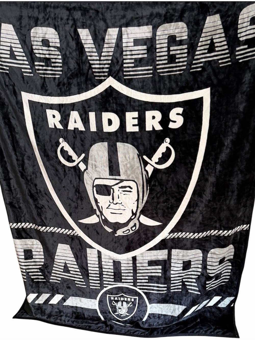 Las Vegas Raiders Black & White Plush Throw Blanket
